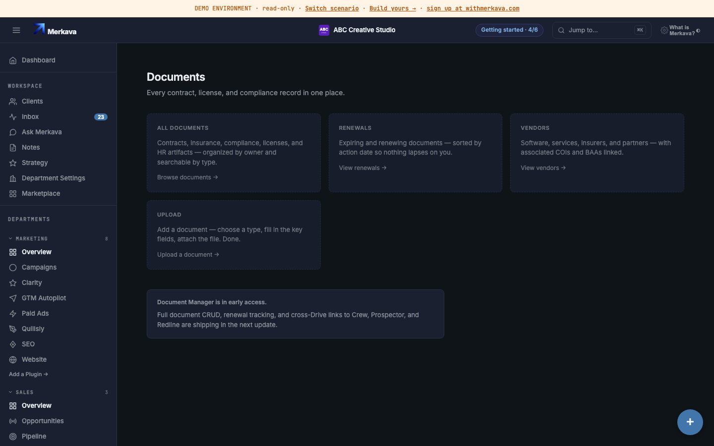 A searchable document library organized by owner.