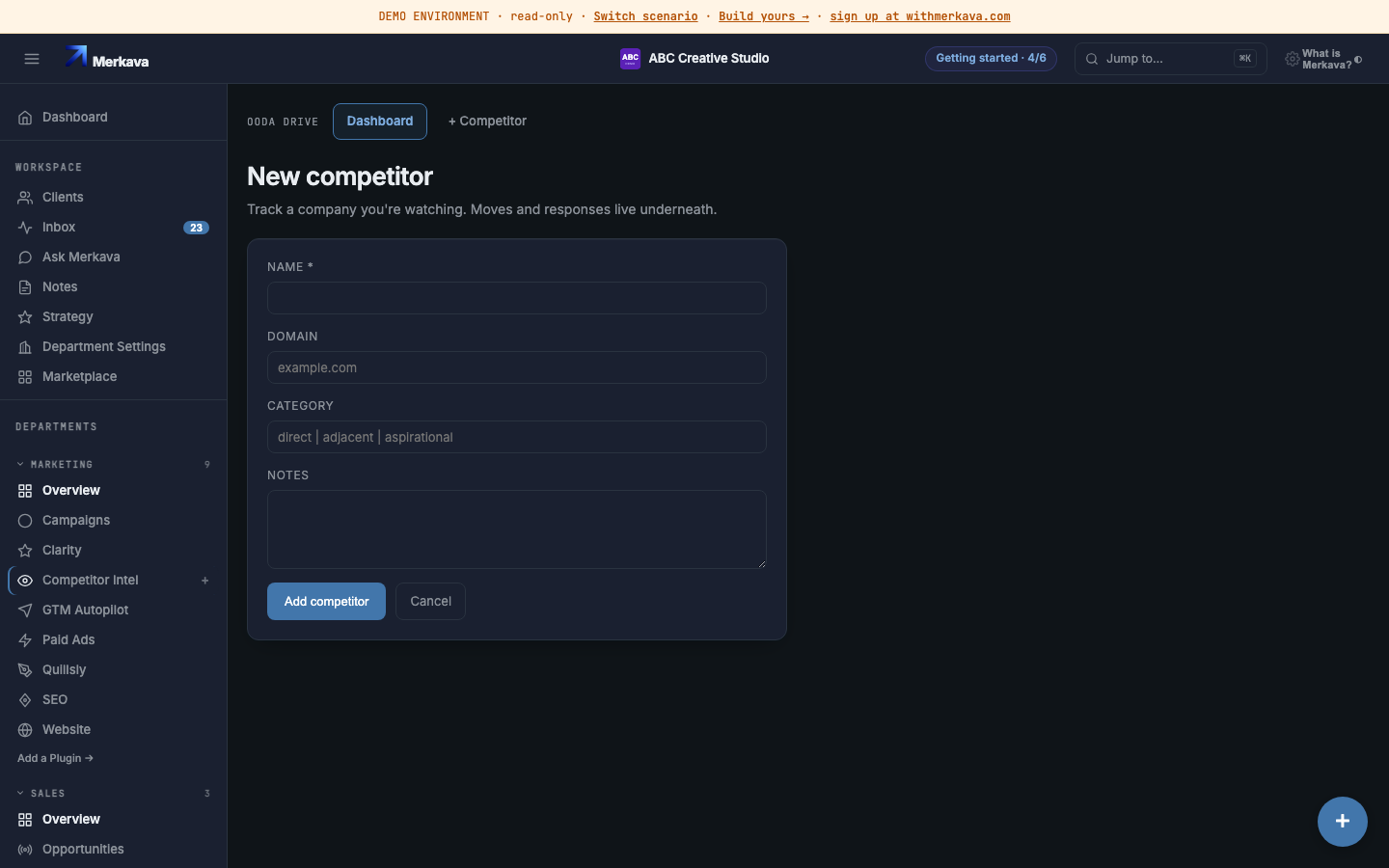 A single competitor's tracked pricing and product history.