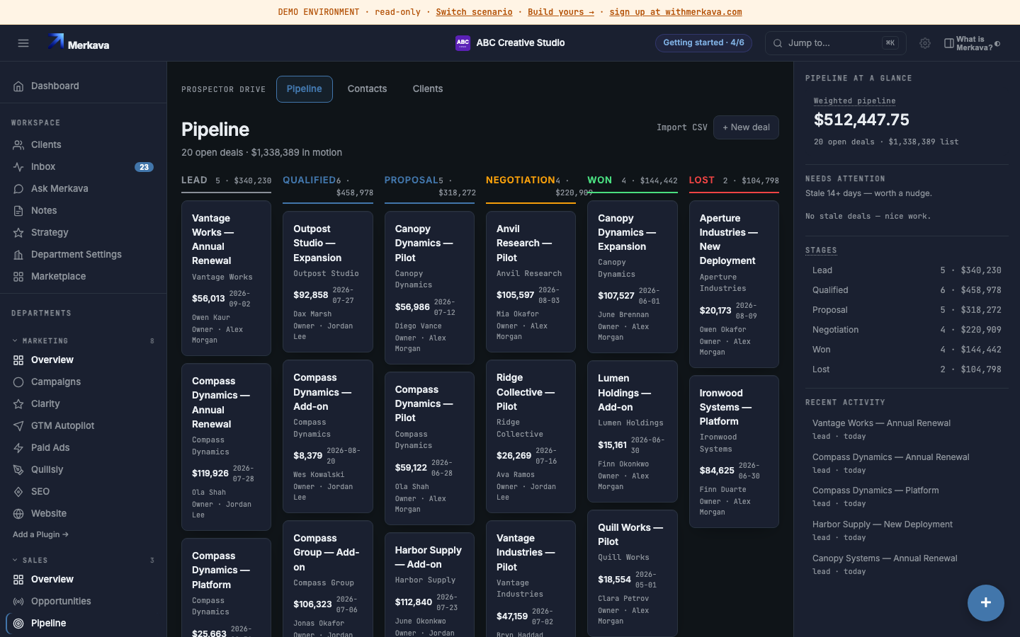 The drag-and-drop pipeline board.